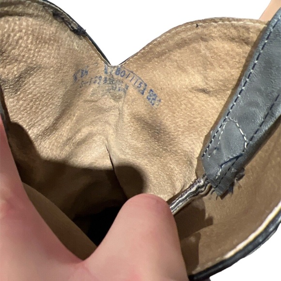 Double H Canada Navy & Grey Leather Embroidered Western Cowboy Boots US 8.5 - Picture 4 of 8